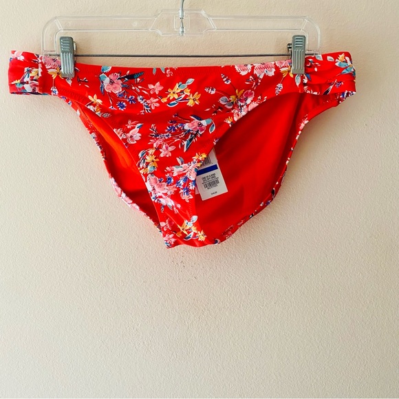 NWT JESSICA SIMPSON RED PEPPER FLORAL PRINT FULL COVERAGE BIKINI BOTTOM SIZE XL - Picture 1 of 4